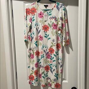 NWT J Jill size M petite Floral Print Dress with 3/4 Sleeves
